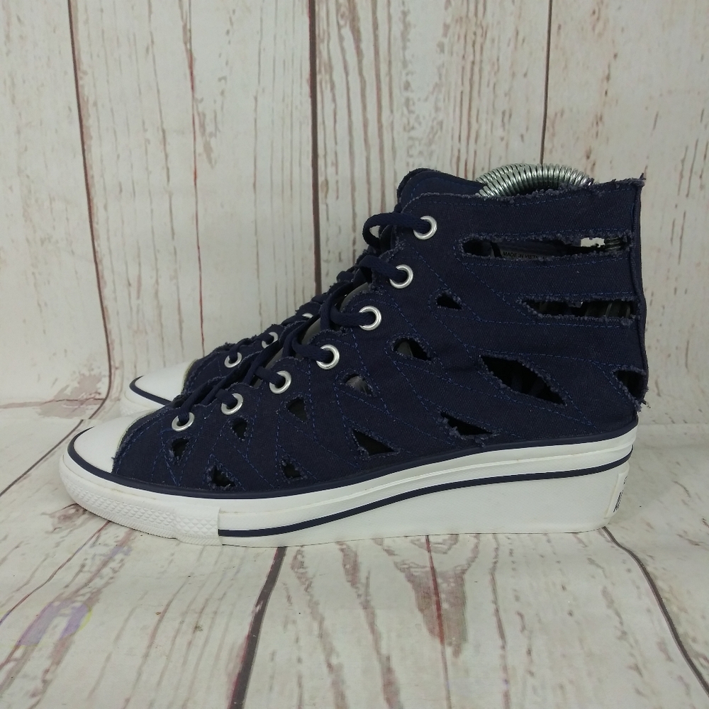 Converse CT All Star Hi-Ness Cut Out Wedge Shoes Blue Sneakers Women's Size 6 - Picture 4 of 10